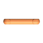 the bottom edge of a rugged orange device, featuring a solid, textured casing with a protective design. The surface is uniform and rounded at the corners, with no visible ports or buttons from this angle.