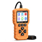 A Sparkace G700 handheld automotive diagnostic scanner designed with a rugged orange casing and a color display for reading vehicle fault codes and real-time data.